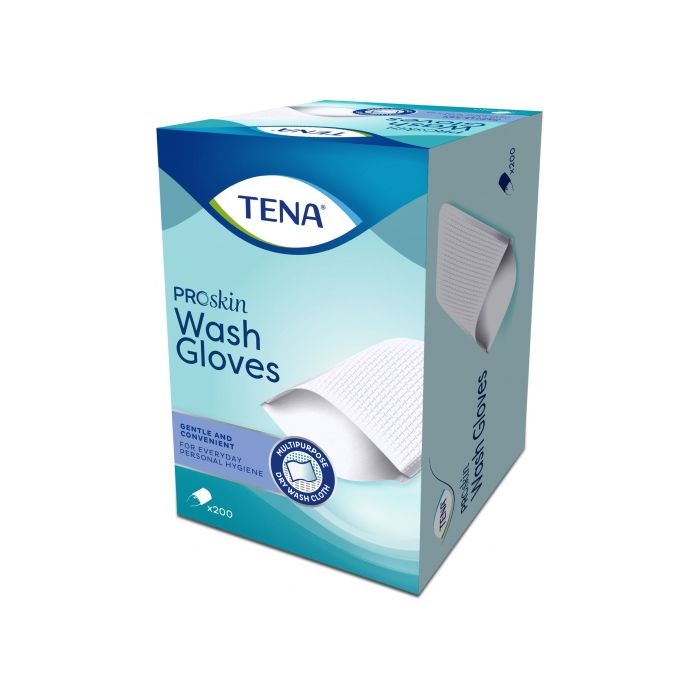 TENA WASH GLOVES - GANT DE TOILETTES NON PLASTIFIES (200 UNITÉS)  Spécialiste des protections adultes pour l'incontinence